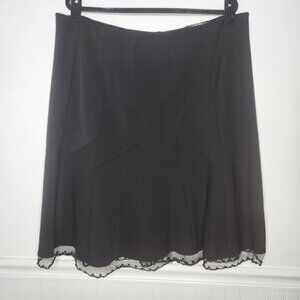 NWT Lane Bryant Black Twirl Skirt Beaded Fringe Hem Midi Skirt Women's 18